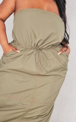 Plus Khaki Seam Detail Nylon Bandeau Midi Dress -Goremje Style 4fb20c436b5662a2a2d948c221e97e16f03e2a92 cnc7379 4