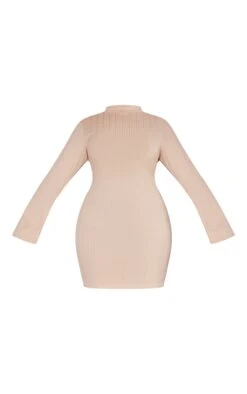 Plus Beige Rib High Neck Bodycon Dress -Goremje Style 4fd045f85e0c8aa2bdd8d9d9b4beb890cf900f8f cnc5161 5