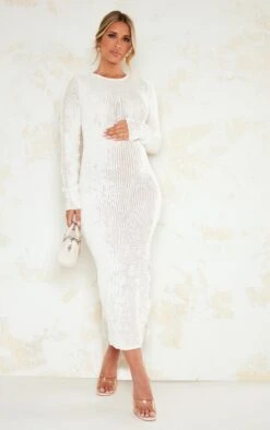 Maternity Cream Textured Midi Dress With Side Split -Goremje Style 4fecaaf27c6d2bd792a0312686d25b508f3e85e2 cnd3130 3