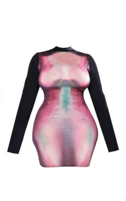 Plus Pink Body Print Bodycon Dress -Goremje Style 50127a1a823e90ef52bc7b8738d7732c408ec578 cnd3277 5