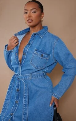 Plus Mid Blue Acid Wash Button Front Tie Waist Denim Dress -Goremje Style 50e78536e3a5934c694807eadbcb253dc04d2c83 cna1211 4