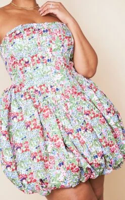 Plus Multi Floral Bandeau Puffball Dress -Goremje Style 51978e4417d23520b895efee3afac63a3bef6d0e cne0681 4