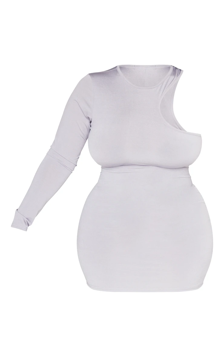 Plus Grey Cut Out One Shoulder Bodycon Dress 7 Plus Grey Cut Out One Shoulder Bodycon Dress - Image 5