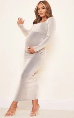 Maternity Cream Ribbed Long Sleeve Side Split Maxi Dress 9 Maternity Cream Ribbed Long Sleeve Side Split Maxi Dress -Goremje Style 5396c94fdaa36914984bfbc5afb046c9b2e721f9 cmp4023 4