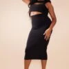 Plus Black Cut Out Slinky Midi Dress