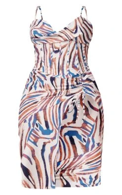 Plus Blue Zebra Print Cowl Ruched Side Midi Dress -Goremje Style 5668fb6e9576c89141752955b2df8f64ba1981e1 cmw4009 6