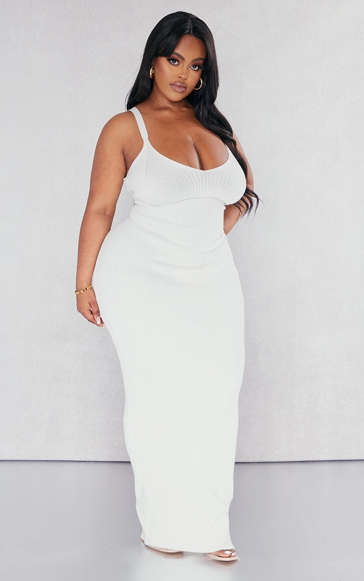 Plus Cream Maxi Knitted Dress 5 Plus Cream Maxi Knitted Dress - Image 3