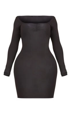 Shape Black Long Sleeve Slinky Ruched Bust Bodycon Dress -Goremje Style 56c259e564d1ae03d714d9e39a60a5be916ce7fe cme1219 6