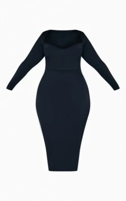 Plus Black Sweetheart Neck Long Sleeve Midi Dress -Goremje Style 577ae6c7c0b63e81d2dfa5ac6856b6b3fc146425 cnc5159 5