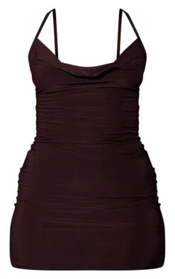 Petite Chocolate Slinky Cowl Neck Dress -Goremje Style 580d4cad54752d605f692f391547a8c9160a244e cmv1867 6