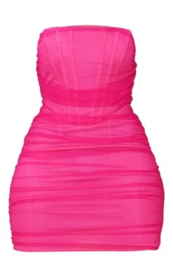 Shape Hot Pink Mesh Corset Detail Ruched Bodycon Dress -Goremje Style 5880f3106af0a07545d8c02ce5240ca4f9ec1459 cmy0751 6