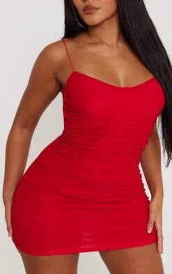 Shape Red Mesh Cup Detail Extreme Ruched Bodycon Dress -Goremje Style 58a269ff160cc92f0ba1b9e80606f75e47122abf cna8704 4