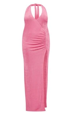Plus Pink Accetate Slinky Plunge Halterneck Maxi Dress -Goremje Style 5917ebd93a8c2dd03db557f2c9f549f6f01fe6e8 cnd9825 5