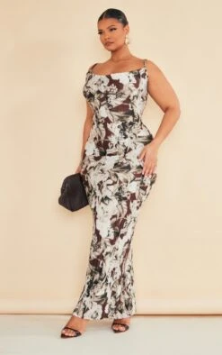 Plus Brown Floral Printed Plisse Cowl Neck Maxi Dress -Goremje Style 5ab87f91c91eeaf5436933ede1988b3df0ae34aa cnd5076 3