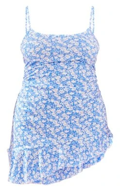 Plus Blue Floral Lace Up Back Beach Dress -Goremje Style 5b012259136b8b075f4d776a369a687b105d5d2a cnd4997 5