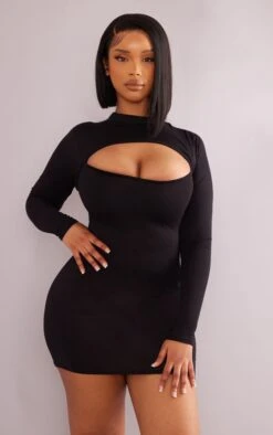 Shape Black Jersey Cut Out Long Sleeve Bodycon Dress -Goremje Style 5c01c4adf158cb3b1960433446705121a291d8b2 cmy3300 4