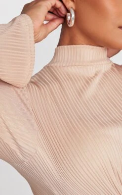 Plus Beige Rib High Neck Bodycon Dress -Goremje Style 5c522ca32c4797a83455162a5b457a2c024a6655 cnc5161 4