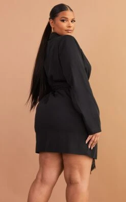 Plus Black Wrap Front Tassel Belted Dress -Goremje Style 5d08d76b09240b28374e033f28af116269e501f6 cmw2778 2