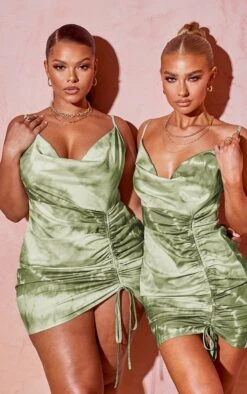 Plus Khaki Tie Dye Cowl Ruched Front Bodycon Dress 10 Plus Khaki Tie Dye Cowl Ruched Front Bodycon Dress -Goremje Style 5de3c08a1454c89a0e8bfe8006a512c877a86394 CMK1556 4