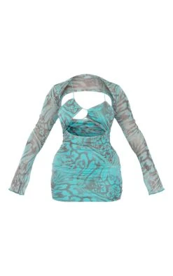 Shape Blue Animal Print Mesh Lace Up Detail Overlay Bodycon Dress -Goremje Style 6020af1f76e1c4be511ecb3aa51be8a20a2712d3 cna2367 6
