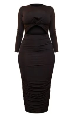 Shape Black Long Sleeve Ruched Cut Out Midaxi Dress -Goremje Style 607b0b4598dbb9168411db1e45c0ec68d888d511 cna2746 5