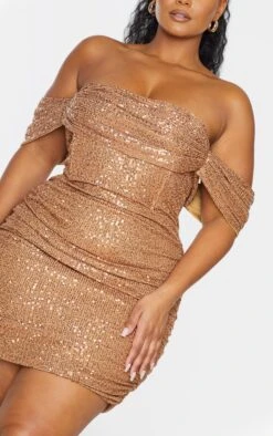 Plus Mocha Sequin Bardot Bodycon Dress -Goremje Style 60c964aa5eb0b4ce9a5f4c6b2cfb5be3e7088e20 cmt8444 5