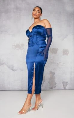 Plus Navy Satin Corset Midi Dress -Goremje Style 61231b9536b5fd331144b351866c3e70325de494 cna8286 3