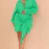 Plus Bright Green Tie Front Shirt Dress -Goremje Style 637cab94bf46cb6f84f3fac003e791bf6c69d310 cmw4104 1