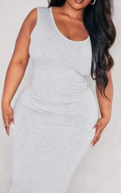 Plus Grey Marl Jersey Scoop Neck Midaxi Dress -Goremje Style 648814019e9915b544b176ed67ac4178546affa5 cme0150 5