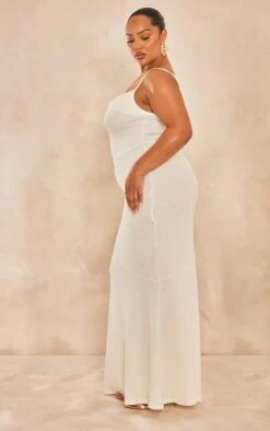 Plus White Sheer Textured Cowl Neck Strappy Maxi Dress -Goremje Style 65ca07f977c73708a99e12d8a5957d86ba92868c cne1857 3