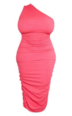 Plus Pink One Shoulder Textured Midi Dress -Goremje Style 668eb4bd13307d4731f570ac41f1f817cababf6e cnd9985 5