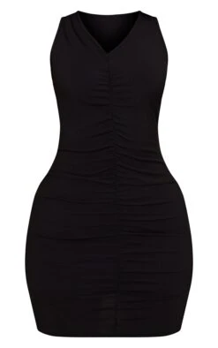 Petite Black Ribbed Ruched Racer Dress -Goremje Style 672300d03c635dbc468774a468c3d465e481cf35 cmw5881 6