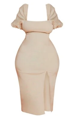 Plus Stone Stretch Woven Puff Sleeve Midi Dress -Goremje Style 67b4f2fabf8ed3a6aff01ceef2d72dff51af68c8 cmy8530 6