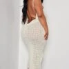 Plus Cream Knitted Low Back Maxi Dress