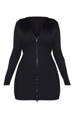 Shape Black Jumbo Rib Zip Detail Long Sleeve Bodycon Dress -Goremje Style 67d99e8451204f3f4b1d943ec01f6b2411cf7409 cmg9635 3