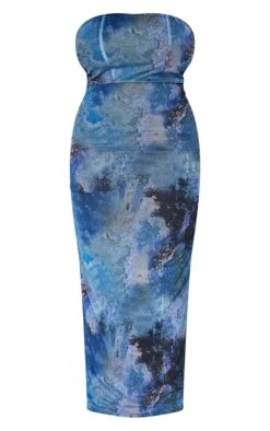 Plus Blue Abstract Print Mesh Bandeau Midaxi Dress -Goremje Style 682533895dafefee5b6242b9ed759dcfd45a4186 cna9994 5