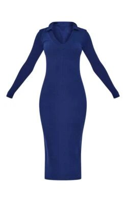 Tall Ink Blue Plunge Polo Neck Midi Dress -Goremje Style 683365edf7e27cf102f505ec2f0b7efa54979c54 cnd0590 5