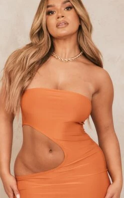 Shape Burnt Orange Slinky Cut Out Mini Dress -Goremje Style 688534f8f8eb1fc1e0a98c2b21208e16891055c4 cnd5252 4