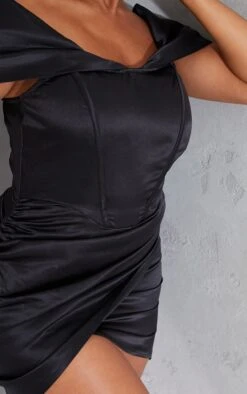 Shape Black Ruched Corset Detail Bardot Bodycon Dress -Goremje Style 6a3bf76651c2a4c00c0a3f5ef8d0f5b04345ac7f cmu0211 5