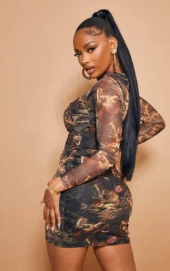 Shape Renaissance Print High Neck Mesh Bodycon Dress -Goremje Style 6ab9b4397ea805aa849c17fd552f1169cae53afa cmk4674 3