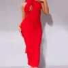 Shape Red Mesh Wrap Neck Tie Detail Midaxi Dress -Goremje Style 6b37f0677453a016357d6cdc2b146358c0d3d99e cmv1610 1