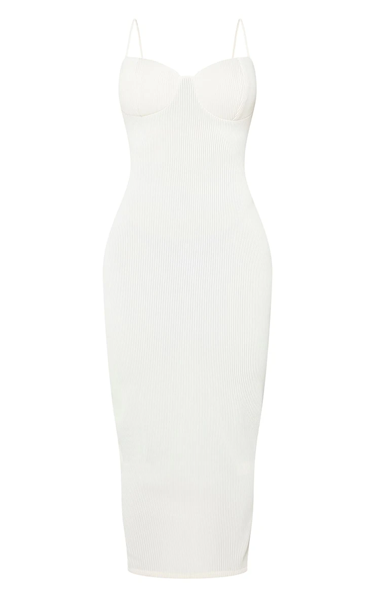 Shape Cream Plisse Strappy Cup Detail Midaxi Dress 7 Shape Cream Plisse Strappy Cup Detail Midaxi Dress - Image 5