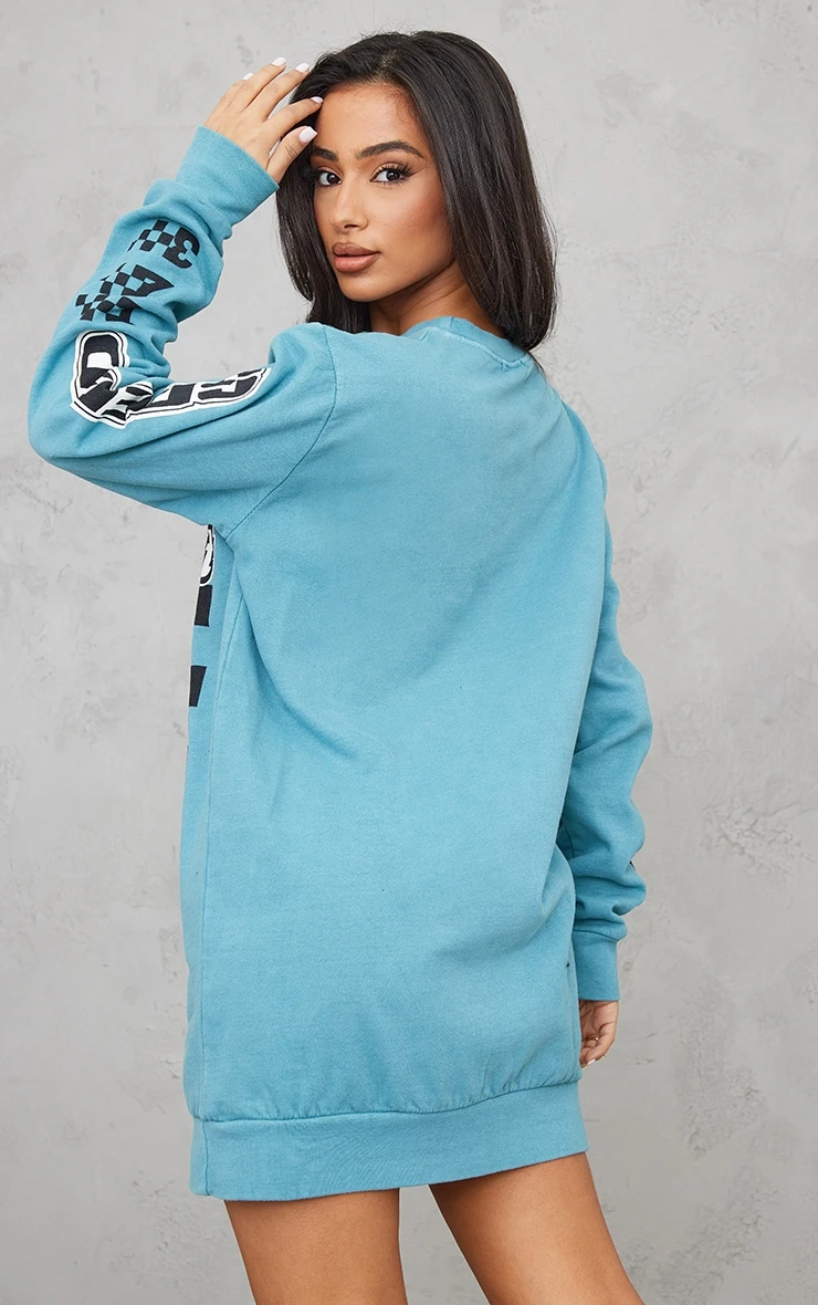 Petite Blue PLT Cross Print Jumper Dress 4 Petite Blue PLT Cross Print Jumper Dress - Image 2