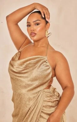 Plus Gold Satin Cowl Neck Maxi Dress -Goremje Style 6dee6e295db944721769950328d81b1909c40f24 cne1843 4