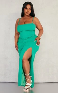 Plus Bright Green Crepe Side Split Midaxi Dress -Goremje Style 6e22ba0d48b1908e76242d2de34b59adea806692 cnd4978 3