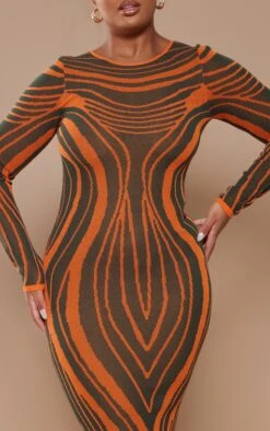 Plus Khaki Striped Knitted Midaxi Dress -Goremje Style 6f1e69097054b7bb5646d02a965ec75e5839d49f cnb2036 4