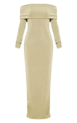 Petite Olive Acetate Slinky Bardot Long Sleeve Maxi Dress -Goremje Style 705aac5d946ad4f73ee9b1ffc284af2336646647 cne5230 5