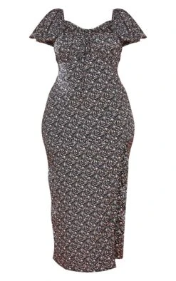 Plus Black Ditsy Floral Midi Dress -Goremje Style 723548d478e4b21d248501ab2c36de8f17a40e1f cmy4338 6