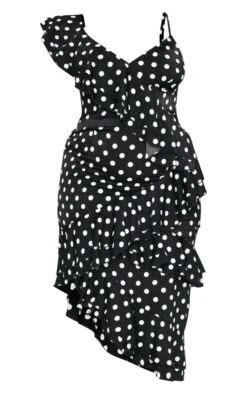Plus Black Polka Dot Ruffle Detail Midi Dress -Goremje Style 7262ed0c7ea3e060d740fc52ab91b077ac87dd2b cnd4880 5