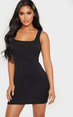 Petite Black Jersey Mini Dress